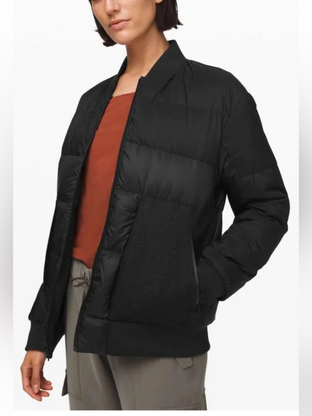 LuluLemon Wool x 80% Goose Down 20% Feather Roam Far Bomber Jacket Reversible 12